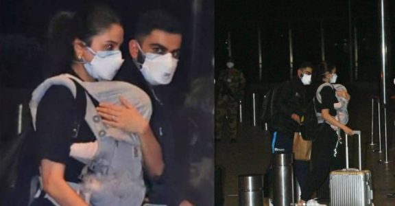 Anushka Sharma, Virat Kohli snapped with baby Vamika at airport