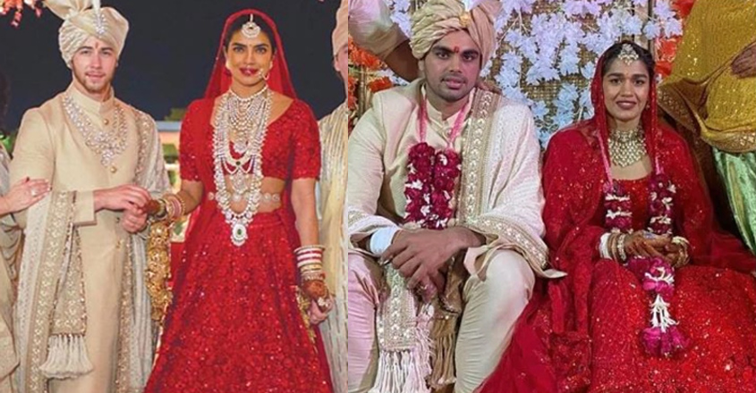 Babita Phogat's Shimmery Red Wedding Lehenga Has a Striking Similarity With  That of Priyanka Chopra's Sabyasachi Mukherjee Outfit! (View Pics) | 👗  LatestLY